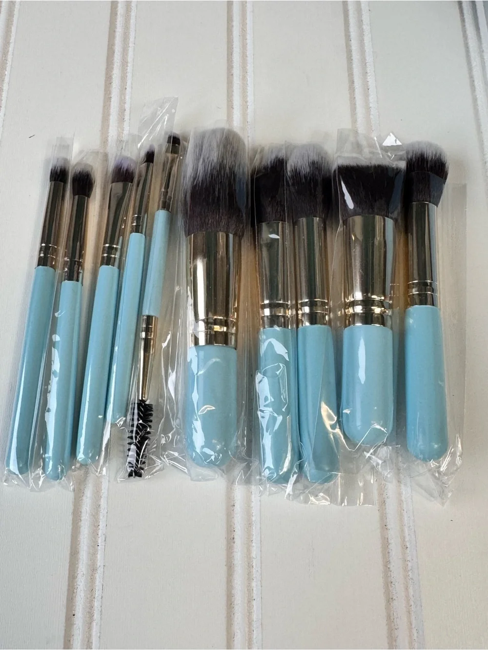 10pc Travel Makeup Brush Set w/ Case – Portable Cosmetic Brushes Kit, New